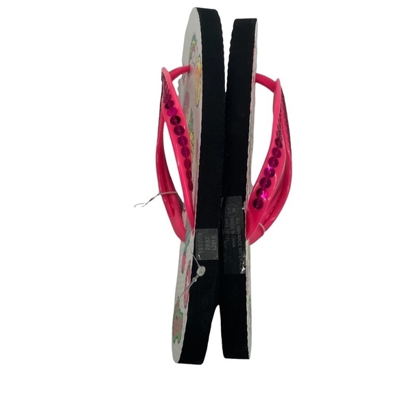 NWT Justice Pink Sequin T-Strap Flip Flops Size Medium (4/5) Girl’s - Picture 6 of 8
